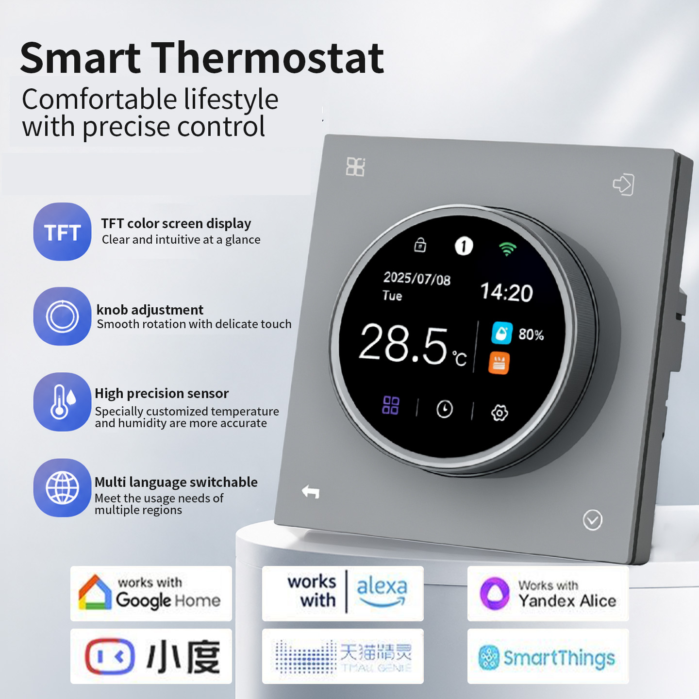 SDM8 Farbbildschirm-Knopf-Thermostat