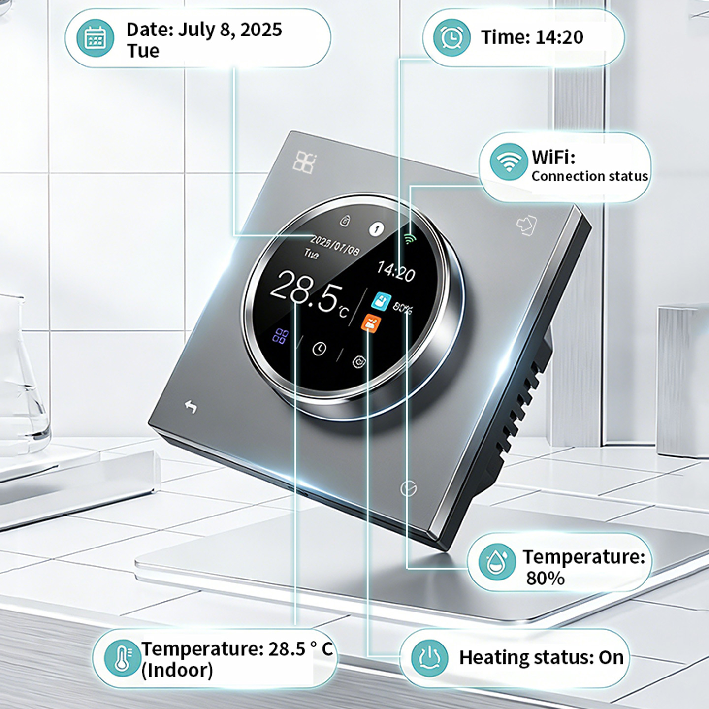 SDM8 Farbbildschirm-Knopf-Thermostat