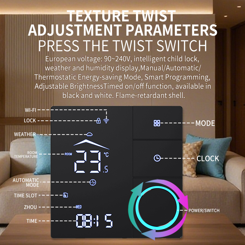 SDM9 LED-Knopf betriebener Thermostat